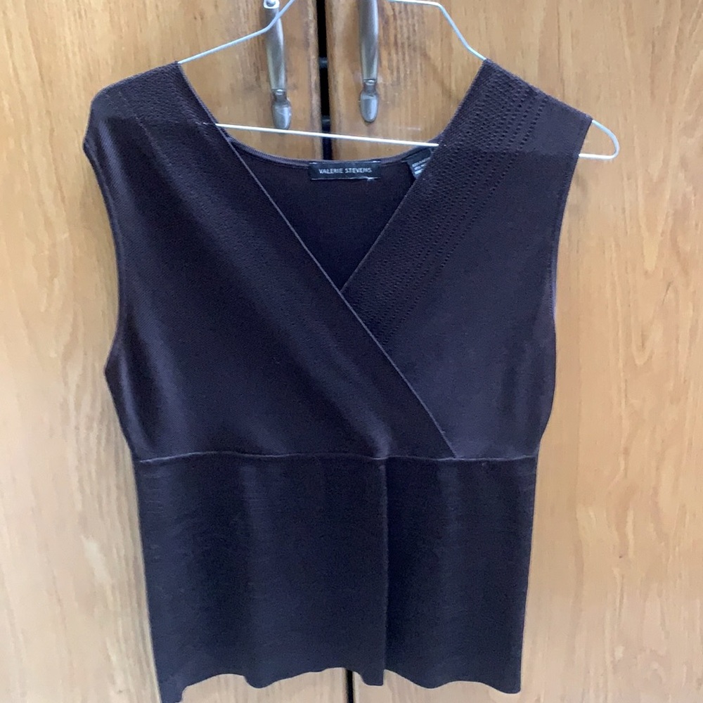 Brown Valerie Stevens Sleeveless Dress Top EUC SzM